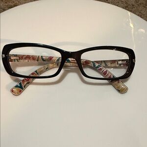 Prada Black Glasses with Floral Accents